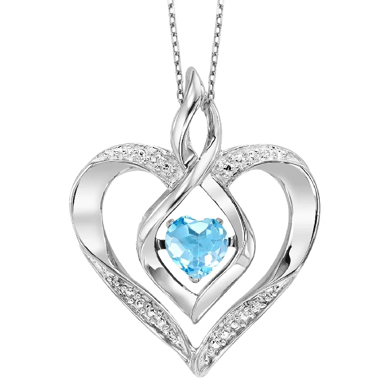 Opal and diamond engagement ring in a contemporary silver band with black - rhodium accentsCreated Blue Topaz Heart Pendant by Rhythm of Love