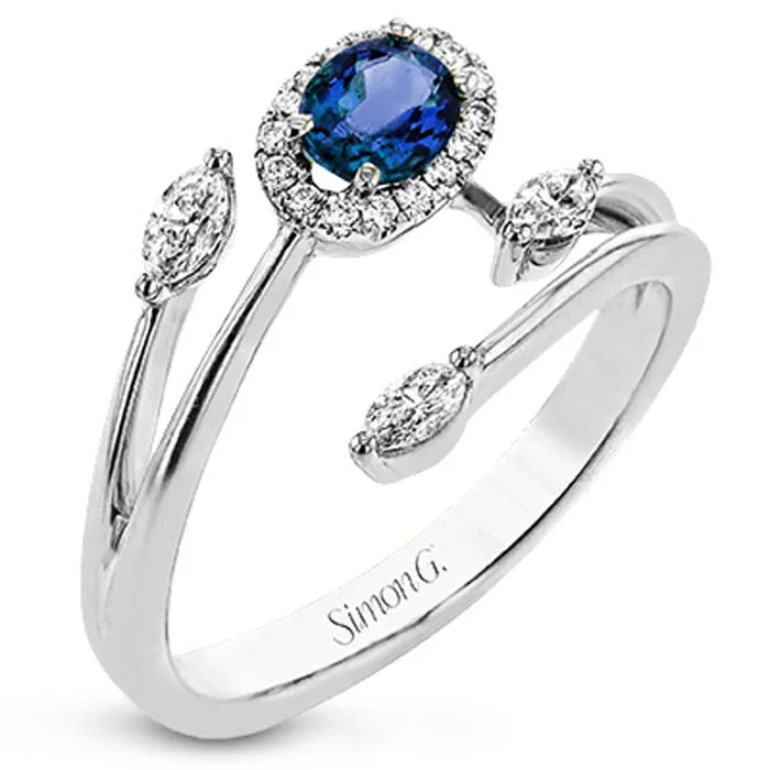 Fashion Rings with Zodiac Symbols in Gold - Filled Metal for a Personalized TouchSimon G. Oval Blue Sapphire Open Bypass Ring in 18K White Gold