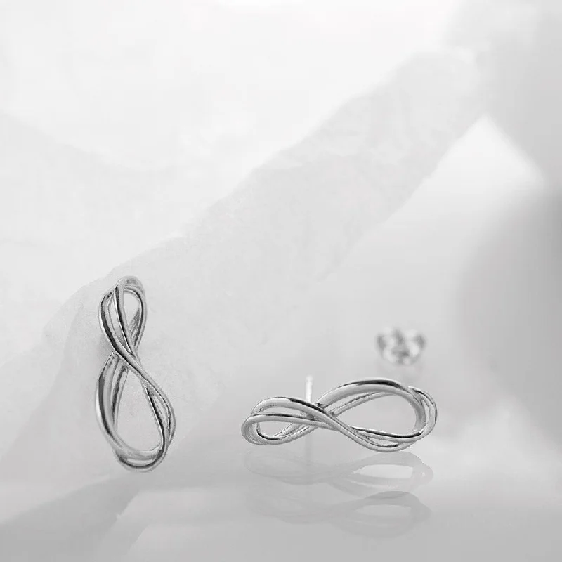 Magnetic - Back Stud Earrings in Black for Easy and Comfortable WearKit Heath Sterling Silver Infinity Stud Earrings