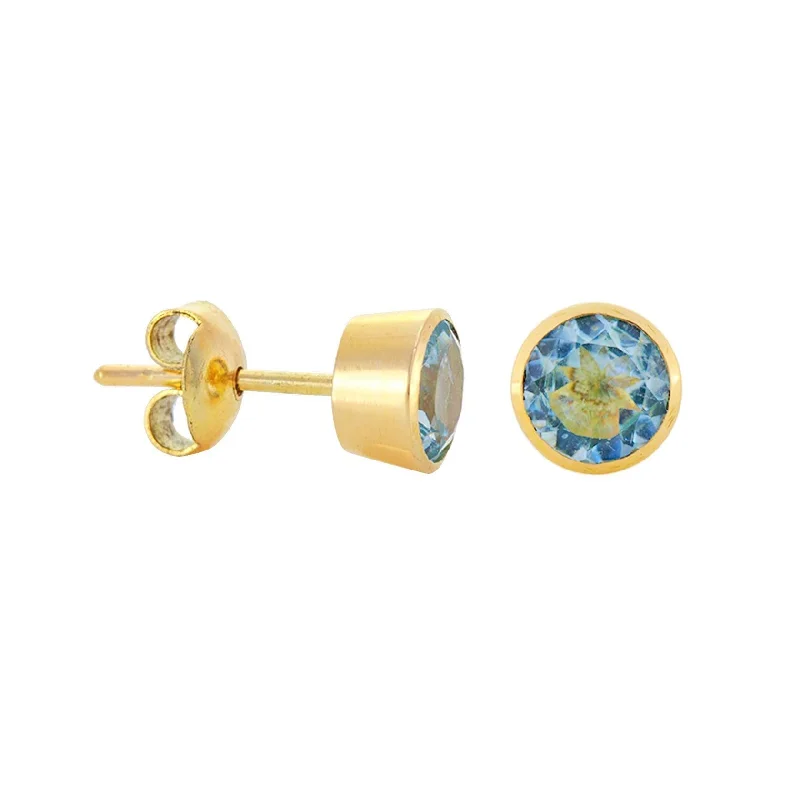 Rainbow - Colored Enameled Butterfly Stud Earrings for a Playful and Colorful StatementSimon Alexander 9ct Yellow Gold and Aquamarine Round Stud Earrings