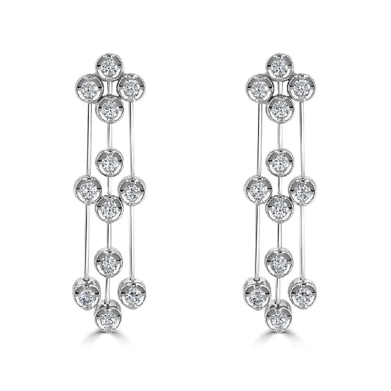 Adjustable - Back Crystal Stud Earrings in Clear for a Sparkling and Versatile PieceFloral Drop Earrings - 18ct White Gold & Diamonds