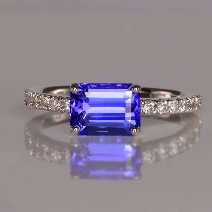 Men's Citrine Engagement Rings in Stainless Steel with a Stackable Band Design14K White Gold Emerald Cut Tanzanite Ring With Diamonds 2.07 Carats