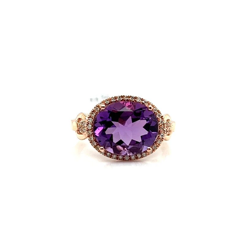 Beaded Fashion Rings in Natural Stones and Cotton Cord for a Handmade AestheticBremer Jewelry Amethyst and Diamond Halo Fashion Ring in 14K Rose Gold (4.08ctw)