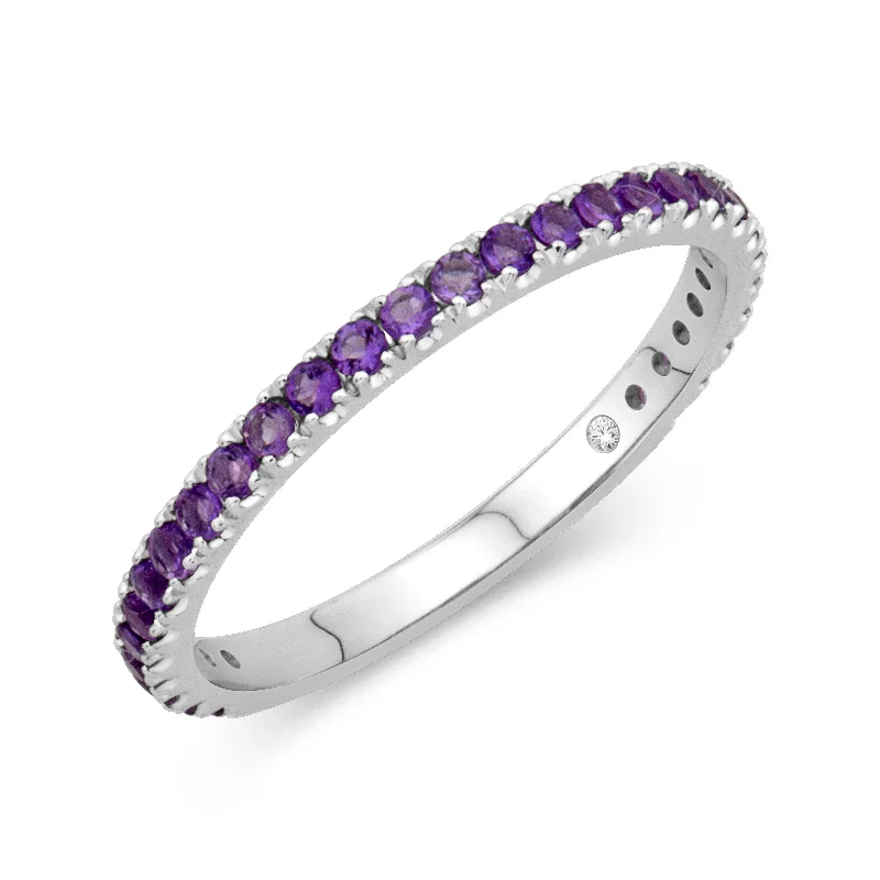 Statement - Making Fashion Rings in Gold - Plated Brass with Oversized Cubic Zirconia Stones14K White Gold 0.38cttw. Amethyst Stackable Birthstone Ring - February