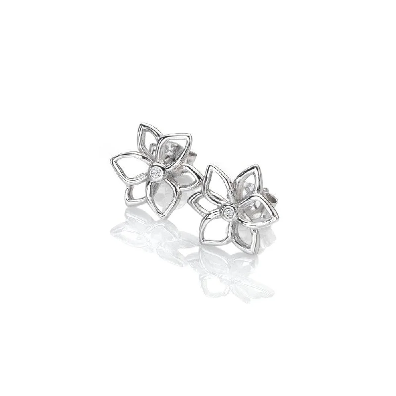 Matte - Finish Titanium Hexagon Stud Earrings for a Sleek and Contemporary StyleHot Diamonds Amulets Flower Earrings