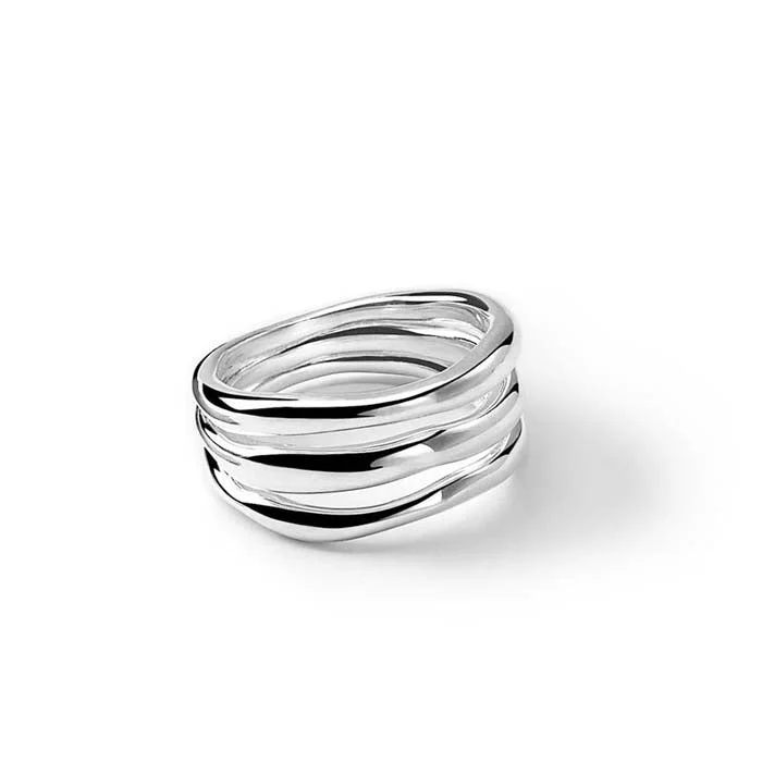 Adjustable Fashion Rings in Leather and Brass with a Tribal - Inspired DesignIppolita Classico Collection Triple Sterling Silver Squiggle Band Ring