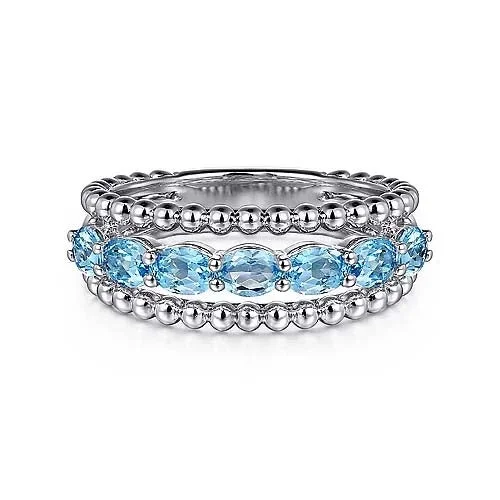 Magnetic Fashion Rings in Stainless Steel with a Modern, Interlocking DesignGabriel & Co. Swiss Blue Topaz Bujukan Ring in Sterling Silver