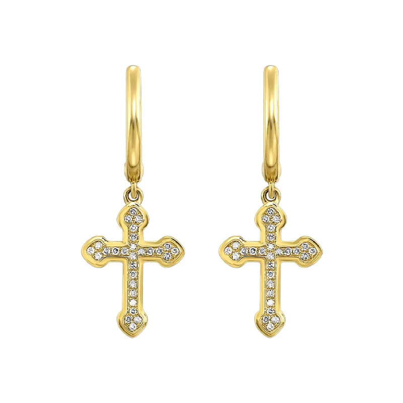 Emerald and diamond engagement ring in a vintage - inspired platinum bandDainty Diamond Cross Dangle Earrings, 0.05 cttw