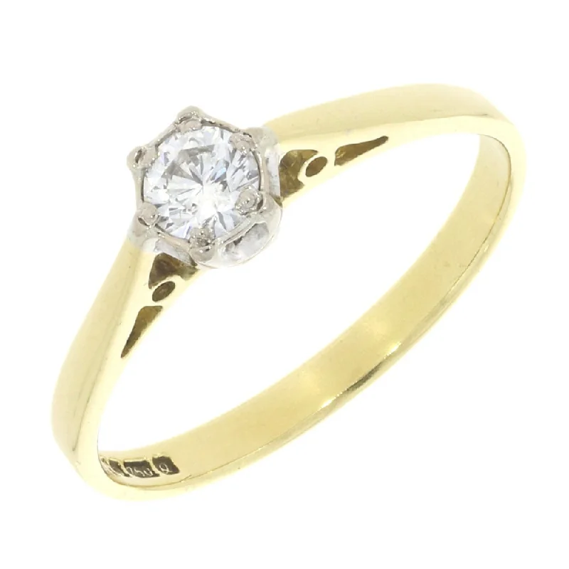 Signature - Design Women's Diamond Rings with a Brand - Specific Pattern and High - Quality DiamondsPre Owned Ladies 18ct Yellow Gold 0.20cts Diamond Solitaire Ring