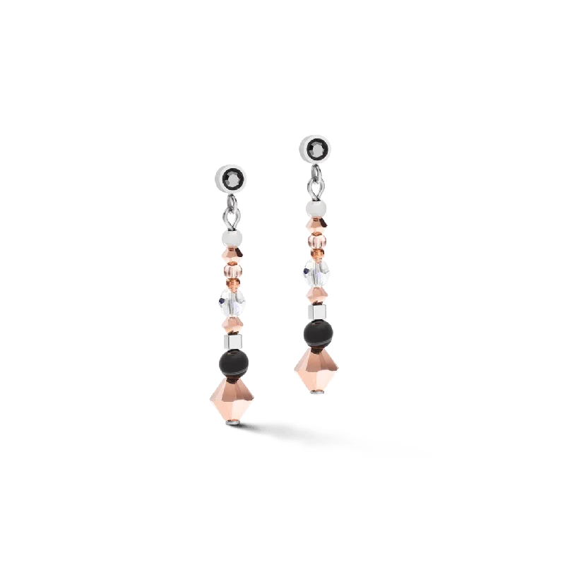 Rhinestone - Embellished Crown - Shaped Stud Earrings for a Princess - Inspired LookCoeur De Lion Grey-Crystal Striped Onyx & Swarovski® Crystals Amulet Earrings