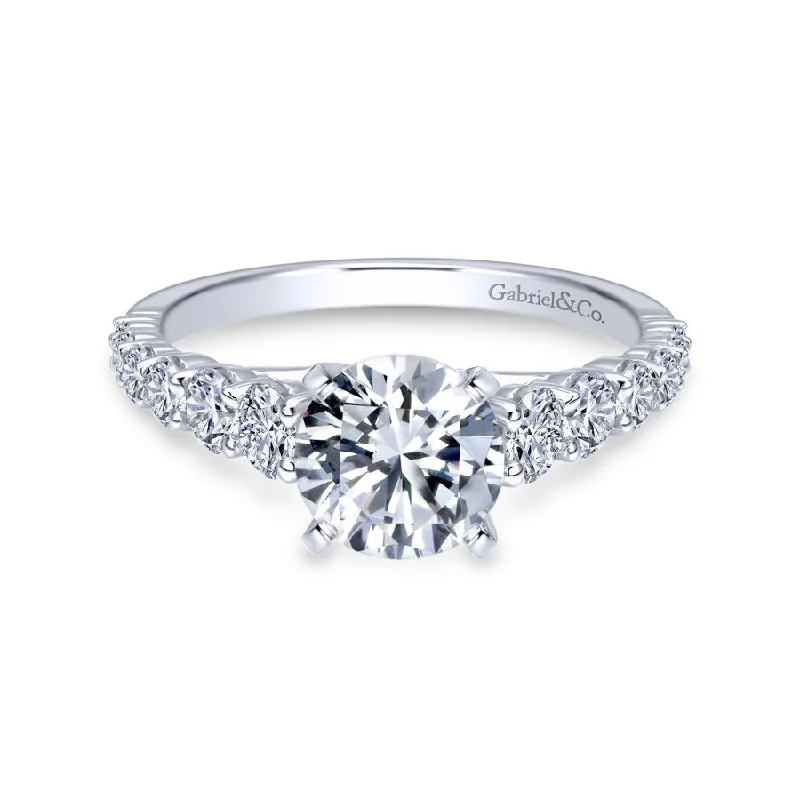 Princess - cut diamond engagement ring with a pavé - set band in platinumTaylor Engagement Ring Setting in White Gold