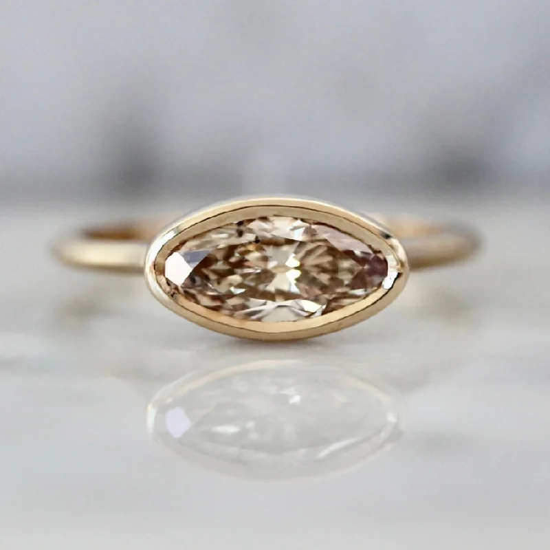 Heart - Shaped Women's Diamond Rings in Rose Gold for a Romantic and Symbolic GiftCookie Dough Champagne Moval Cut Diamond Ring