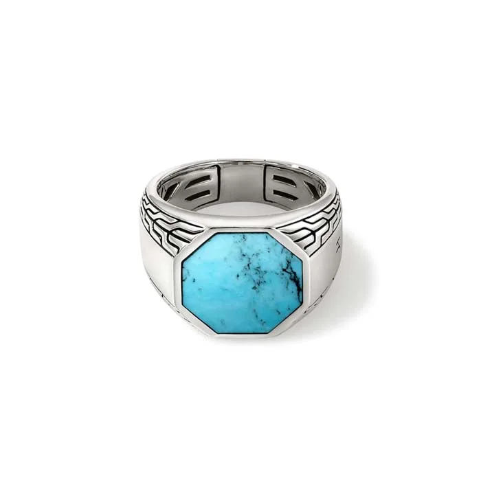 Vintage - Reproduction Fashion Rings in Bronze with Cameo - Style MedallionsJohn Hardy Turquoise Signet Ring in Sterling Silver