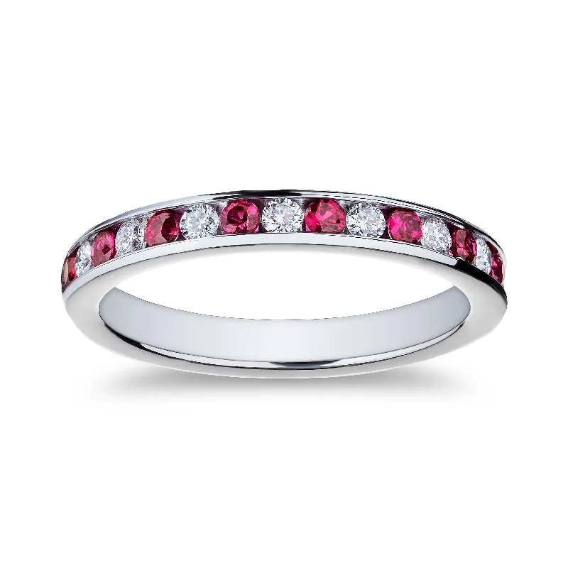 Geometric - Shaped Fashion Rings in Titanium with Iridescent InlaysBremer Jewelry Ruby and Diamond Channel Set Ring in Platinum (0.58ctw)