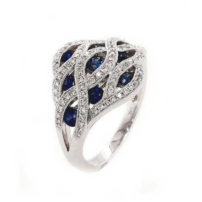 Vintage - Reproduction Fashion Rings in Bronze with Cameo - Style MedallionsMountz Collection Sapphire and Diamond Fashion Ring in 14K White Gold