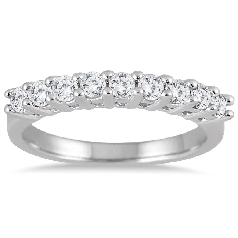 Princess - Cut Women's Diamond Rings in White Gold with a High - Clarity Diamond for a Modern LookMarquee Jewels 10k White Gold 1ct TDW Prong 9-stone Diamond Band