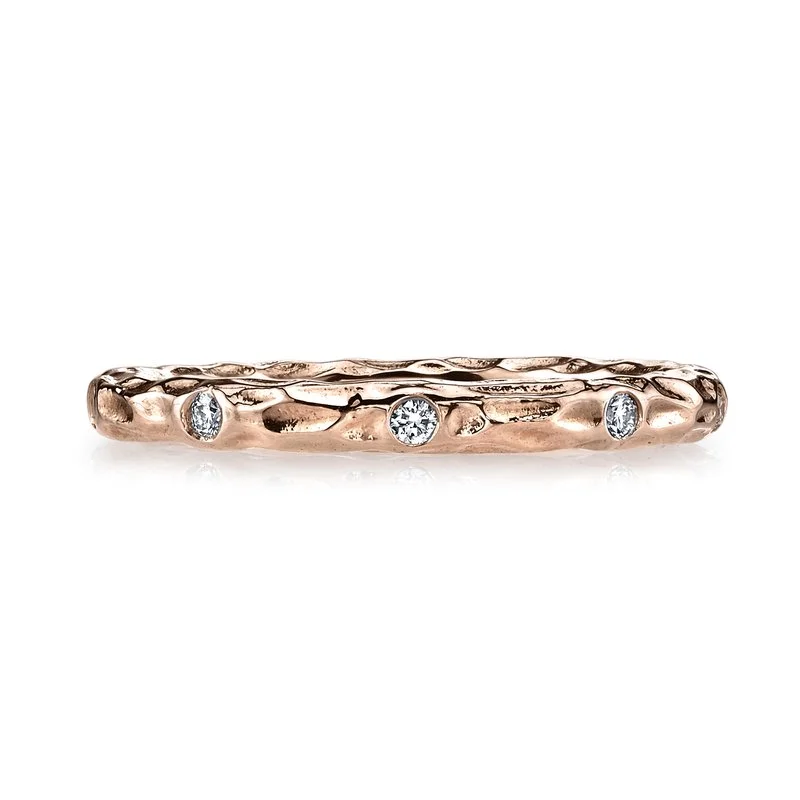 Vintage - Reproduction Fashion Rings in Bronze with Cameo - Style Medallions14K Rose Gold 0.14ct. Bezel Set Diamond Textured Stackable Fashion Ring