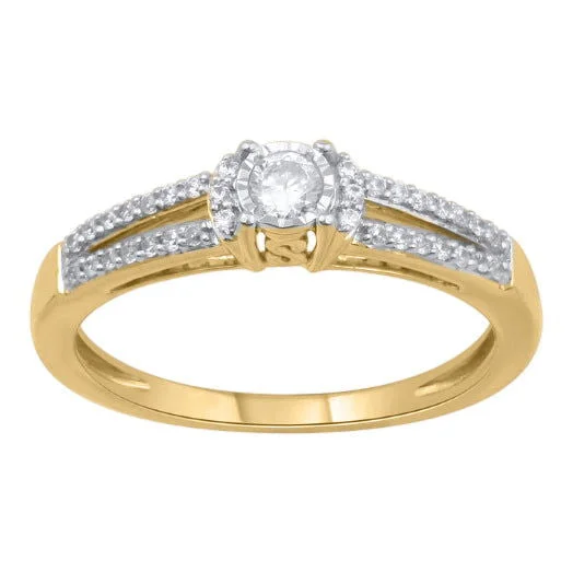 Art Deco - Inspired Women's Diamond Rings with Geometric Designs and Baguette - Cut Diamonds14K YG Solitaire with Side Diamond Ring-1pc