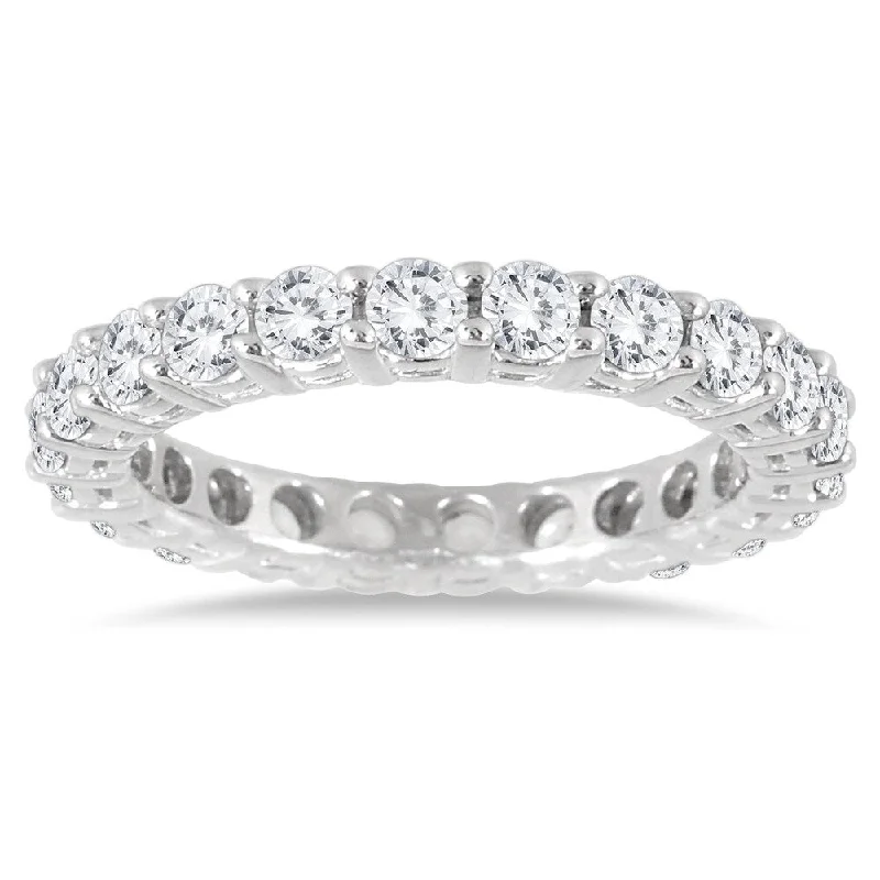 Cushion - Cut Women's Diamond Rings in Platinum with a Soft and Romantic Appearance2 Carat TW Diamond Eternity Band in 14K White Gold