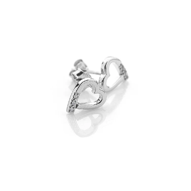 Laser - Engraved Initial Stud Earrings in Silver for a Personalized and Customized AccessoryHot Diamonds Silver Romantic Heart Stud Earrings