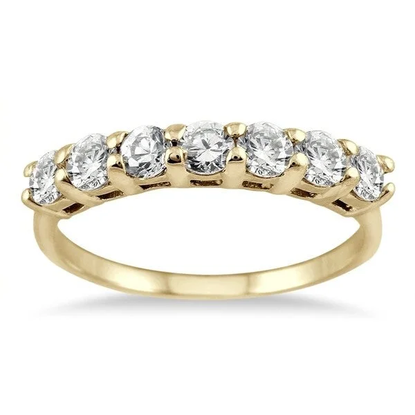 Adjustable Women's Diamond Rings with a Flexible Band for a Comfortable and Custom Fit1 Carat TW Seven Stone Diamond Wedding Band in 14K Yellow Gold