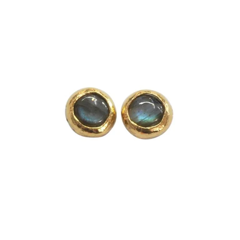 Matte - Finish Titanium Hexagon Stud Earrings for a Sleek and Contemporary StyleGold Plated Circle Labradorite Stud Earrings