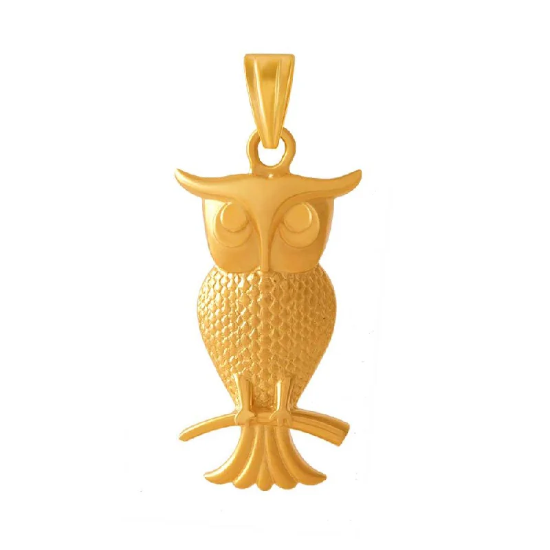 Women's Diamond Rings with Side - Stone Pave Setting for a Sparkling and Continuous Shine14k Sitting Owl Designed Gold Pendant