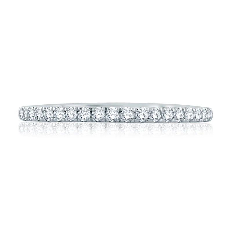 Fashion Rings with Initial Charms in Silver - Plated Metal for a Custom AccessoryA.Jaffe Delicate Diamond Quilted Wedding Band MR2168Q/24