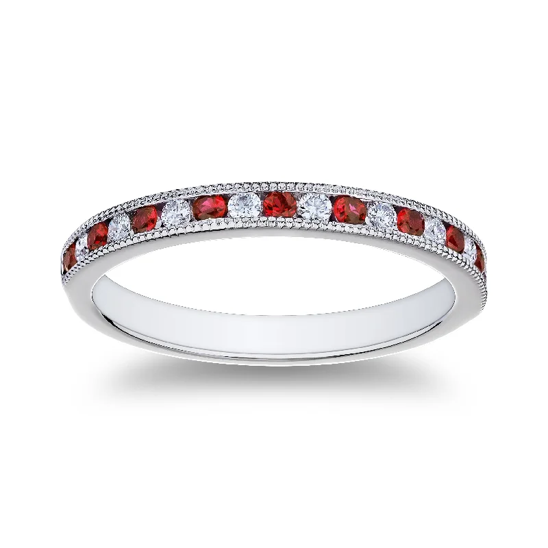 Fashion Rings with Initial Charms in Silver - Plated Metal for a Custom AccessoryBremer Jewelry Ruby and Diamond Channel Set Ring in Platinum (0.40ctw)