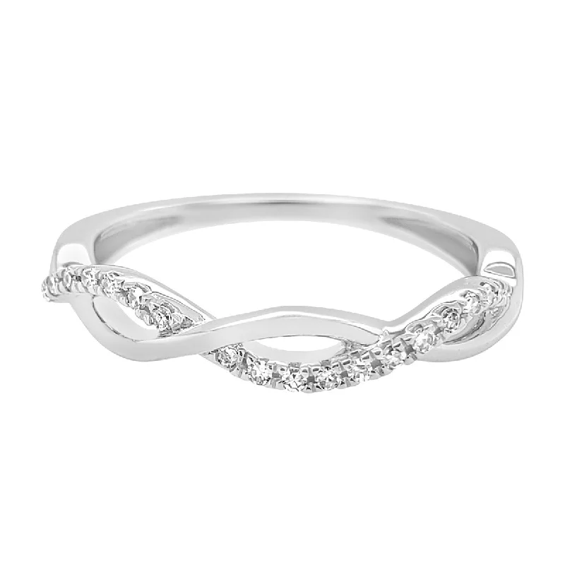 Emerald and diamond engagement ring in a vintage - inspired platinum bandWhite Gold Diamond Infinity Twist Band Ring, 0.10 cttw