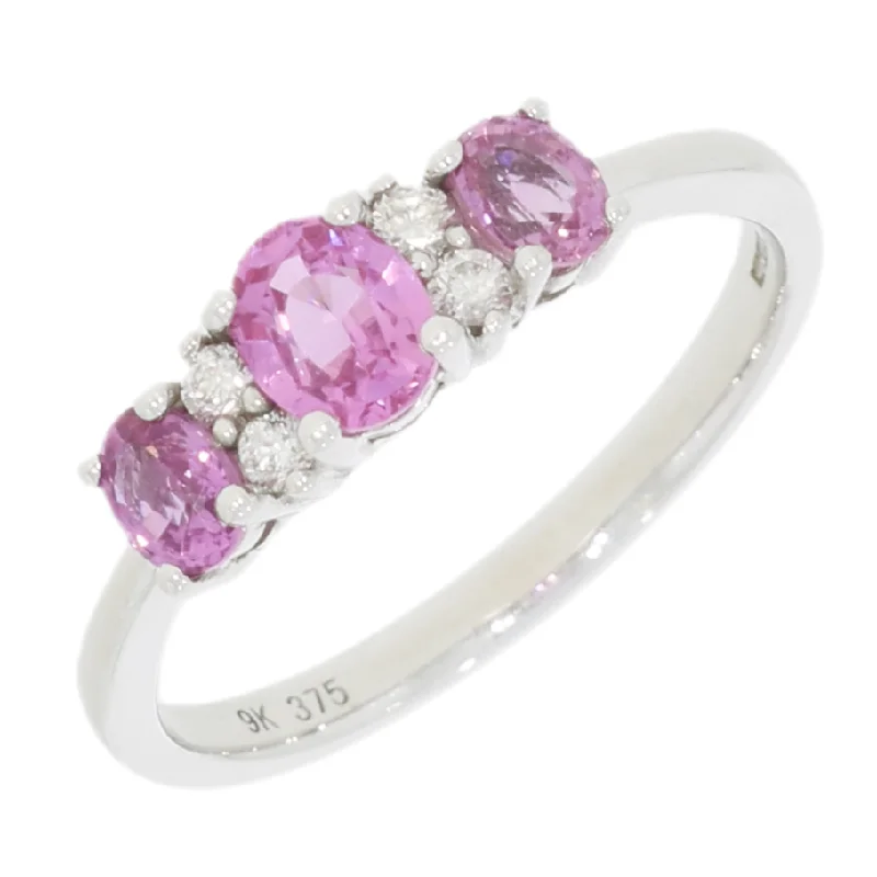 Women's Diamond Rings with Amethyst and Diamond Combinations for a Purple - Hued Elegance9ct White Gold Pink Sapphire and Diamond Ring