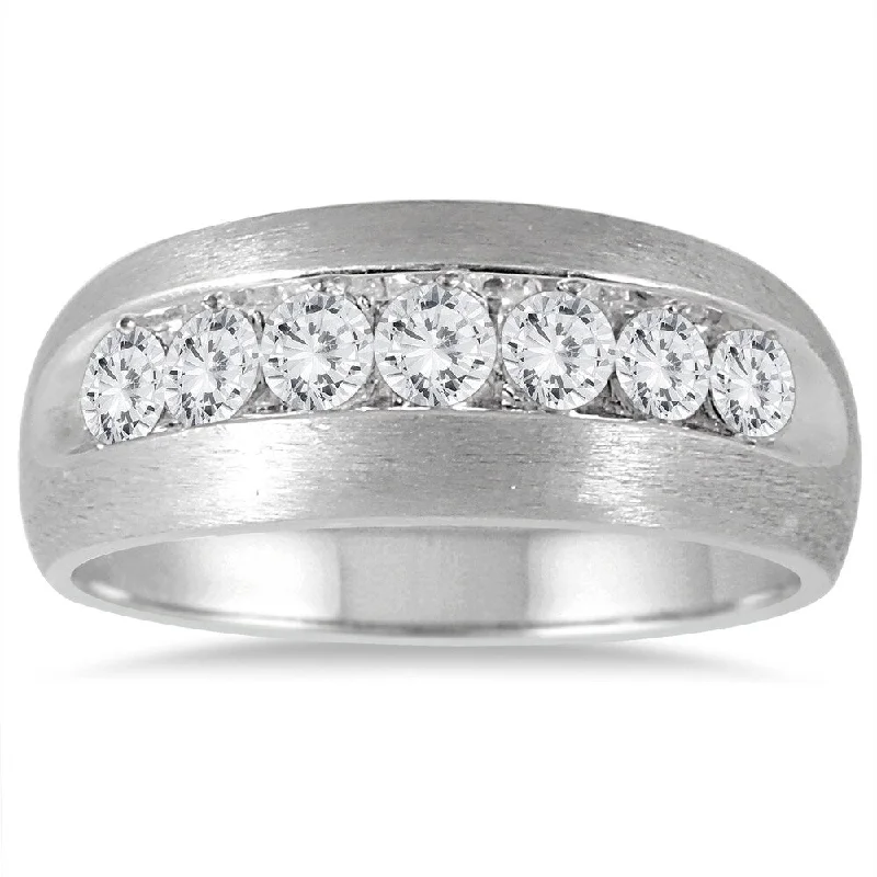 Women's Diamond Rings with Side - Stone Pave Setting for a Sparkling and Continuous Shine1 Carat TW Diamond Men's Ring in 10K White Gold