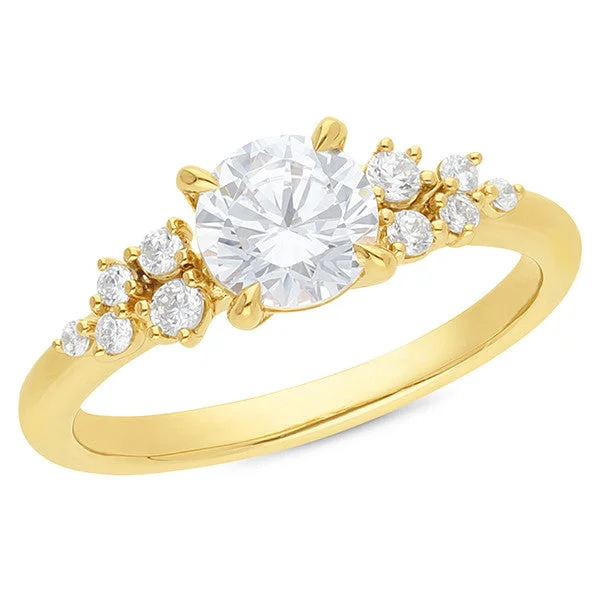 Women's Diamond Rings with Side - Stone Pave Setting for a Sparkling and Continuous Shine18ct Yellow Gold Certified Lab Grown Diamond Engagement Ring