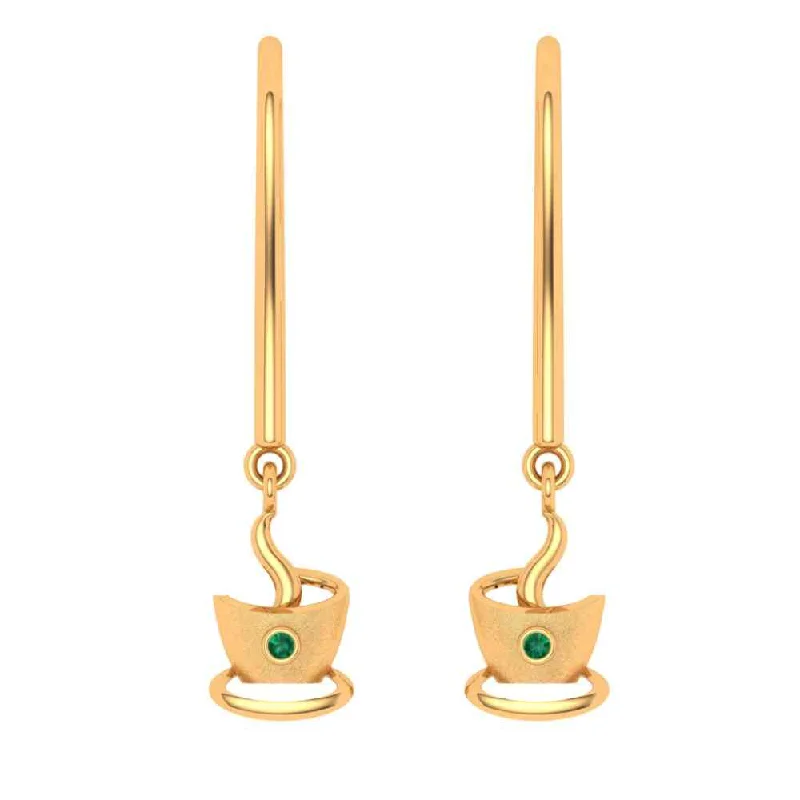 Three - Stone Women's Diamond Rings Symbolizing Past, Present, and Future with Emerald - Cut DiamondsThe Tea Cup Drop Gold Earring