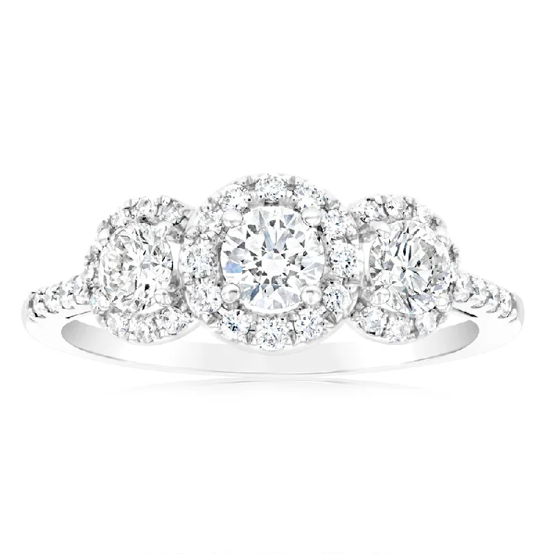 Women's Solitaire Diamond Rings with Round - Cut Diamonds and Platinum Settings for an Elegant EngagementLuminesce Lab Grown 1 Carat Diamond Trilogy Ring in 14ct White Gold