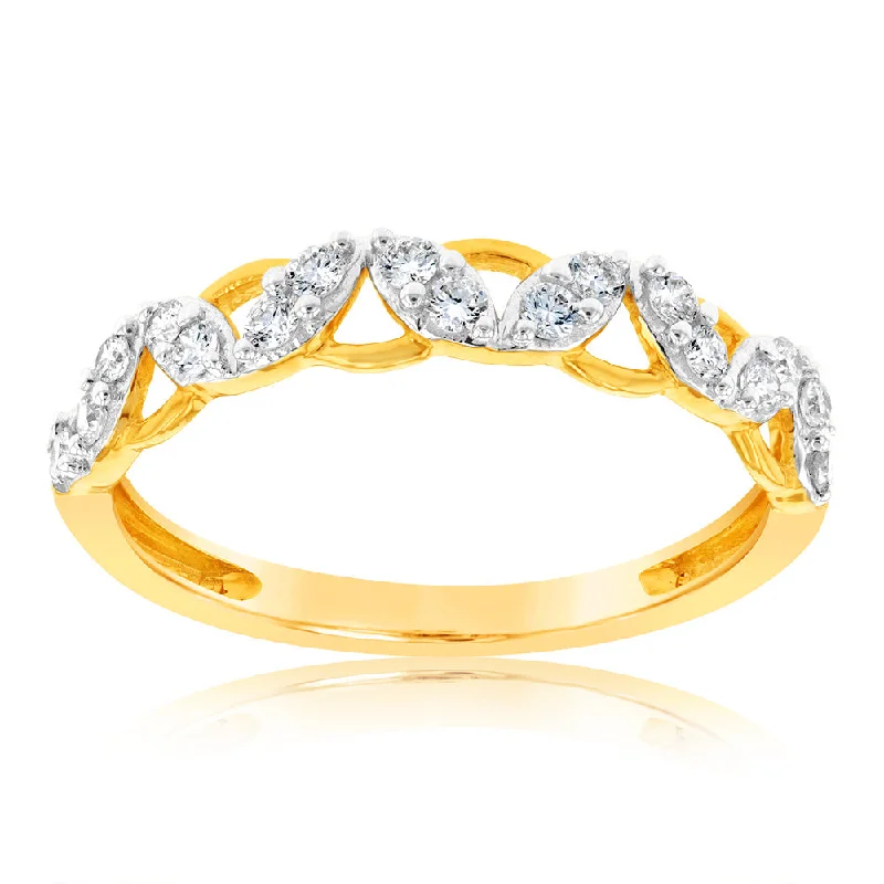 Channel - Set Women's Diamond Rings with Diamonds Securely Held in a Metal Groove for Durability9ct Yellow Gold 1/4 Carat Luminesce Lab Grown Diamond Dress Ring