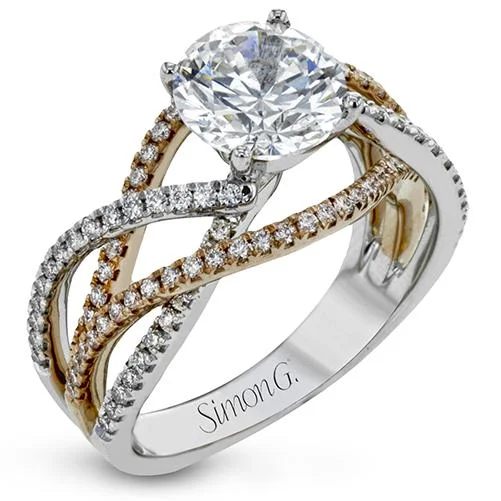 Marquise - Cut Women's Diamond Rings in Palladium for a Unique and Elongated ShapeSimon G Two-Tone Gold Diamond and Cubic Zirconia Mount