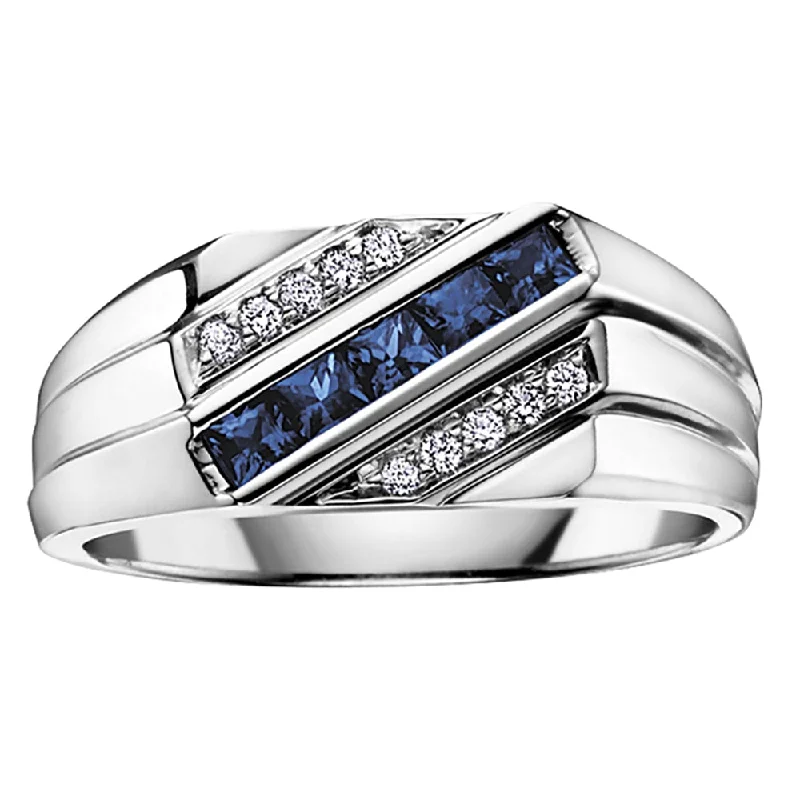 Princess - Cut Women's Diamond Rings in White Gold with a High - Clarity Diamond for a Modern LookMen's Sapphire and Diamond Ring