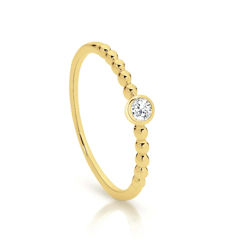 Cathedral - Style Women's Diamond Rings with a Raised Center Setting and Elaborate Metalwork9ct Yellow Gold Diamond Bubble Ring