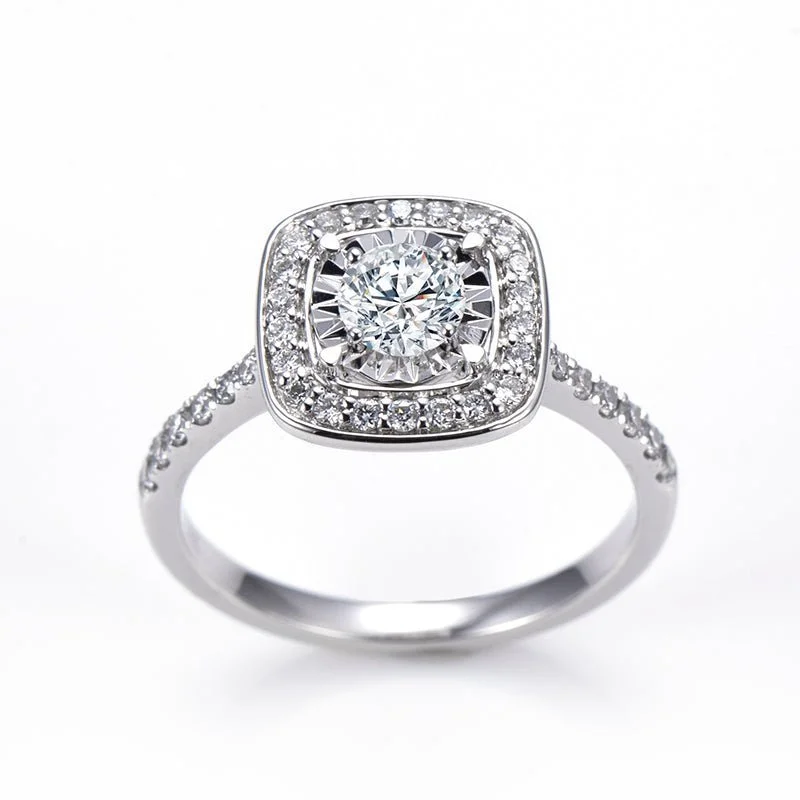 Men's Topaz Engagement Rings in 10K Gold with a Channel - Set Diamond BandClassic Halo Ring with 1.5 ct Lab Diamond