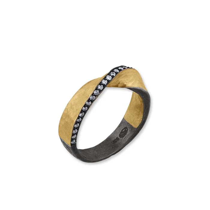 Magnetic Fashion Rings in Stainless Steel with a Modern, Interlocking DesignLika Behar Twist Ring with Diamonds in 24K Yellow Gold and Oxidized Sterling Silver