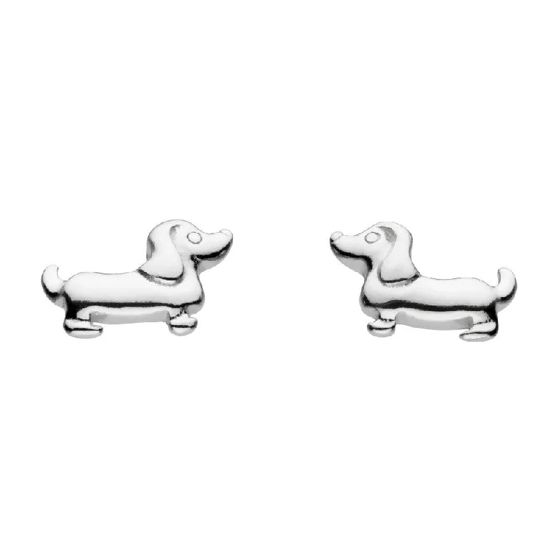 Laser - Engraved Initial Stud Earrings in Silver for a Personalized and Customized AccessoryCharming Sausage Dog Stud Earrings