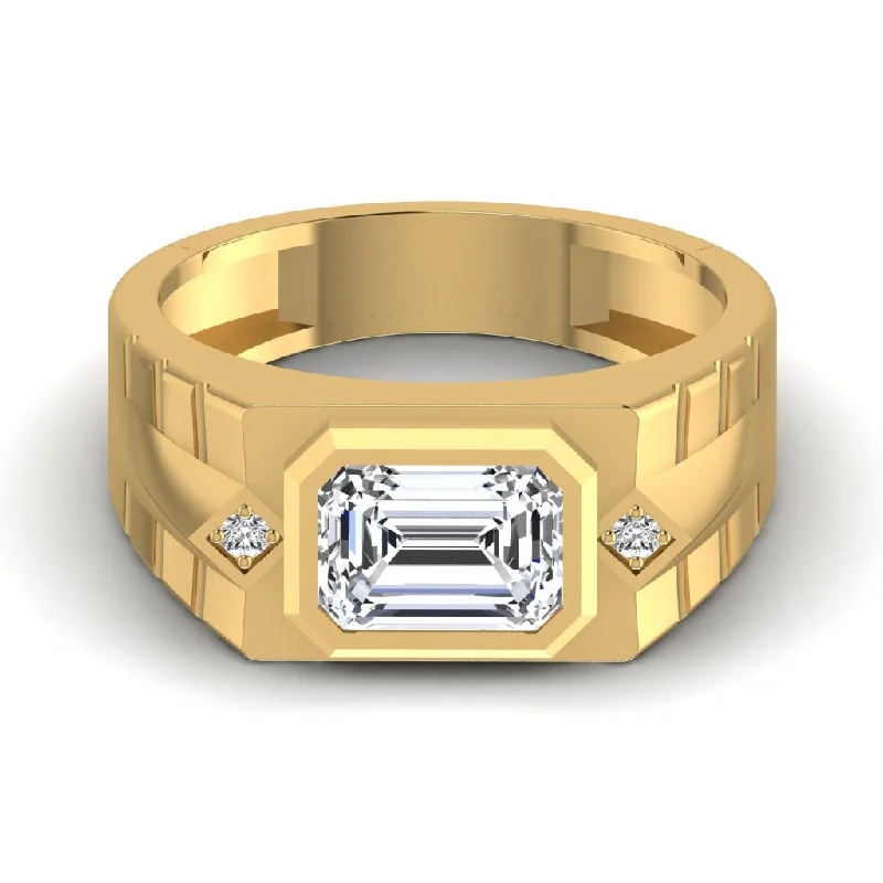 Men's Citrine Engagement Rings in Stainless Steel with a Stackable Band DesignMen's Solitary Sparkling Diamond Ring