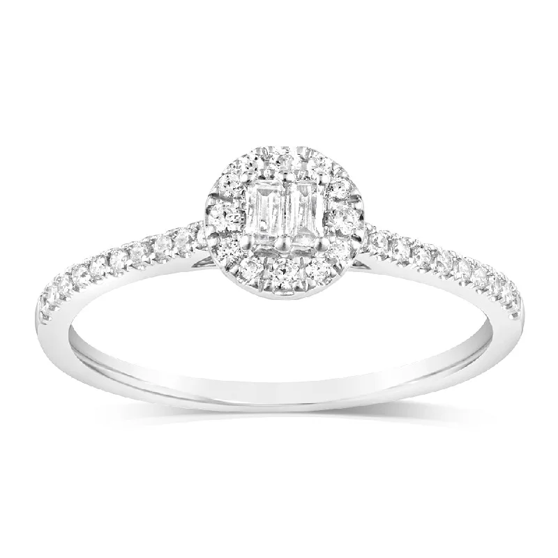 Women's Diamond Rings with Side - Stone Pave Setting for a Sparkling and Continuous ShineLuminesce Lab Grown 3/4 Carat Diamond Ring in 9ct White Gold