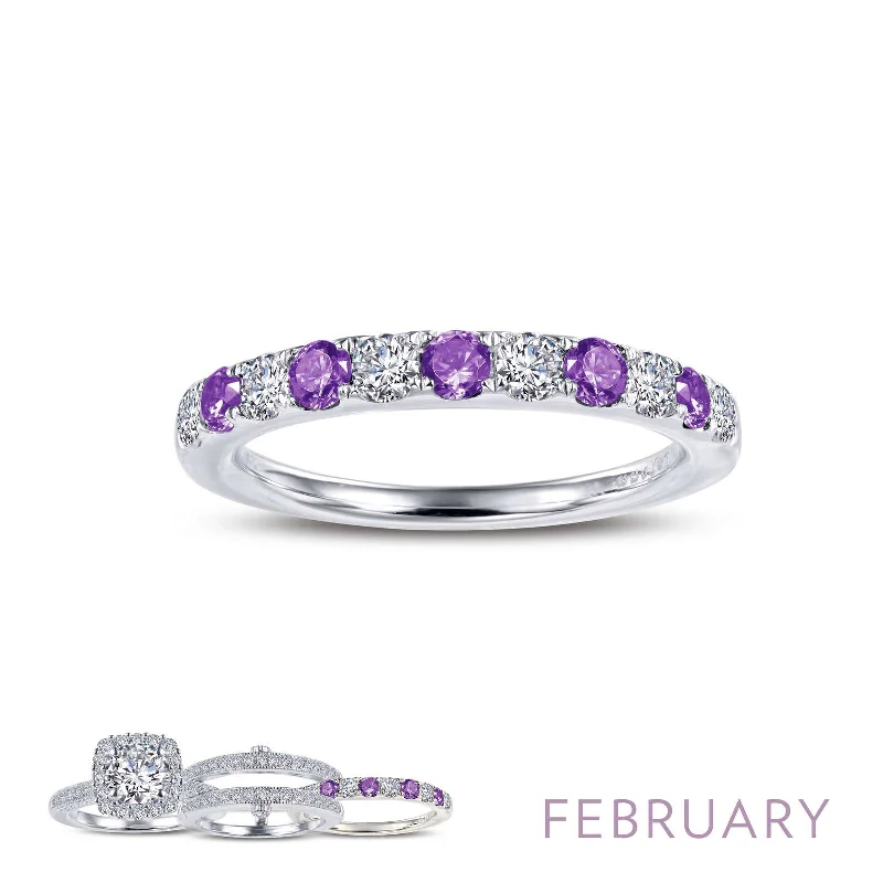 Magnetic Fashion Rings in Stainless Steel with a Modern, Interlocking DesignLafonn Simulated Diamond & Amethyst February Birthstone Stackable Ring BR004AMP