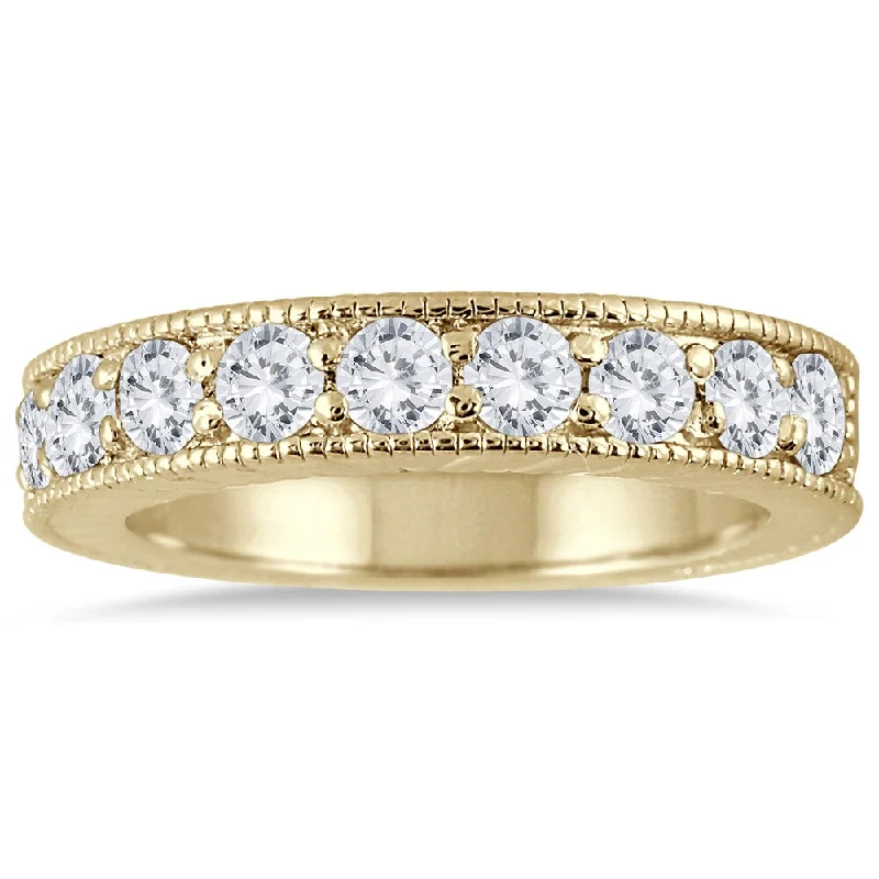 Pear - Shaped Women's Diamond Rings in Yellow Gold with a Single - Diamond Pendant LookMarquee Jewels 10k Yellow Gold 1 Carat TDW Diamond Antique Engraved Band