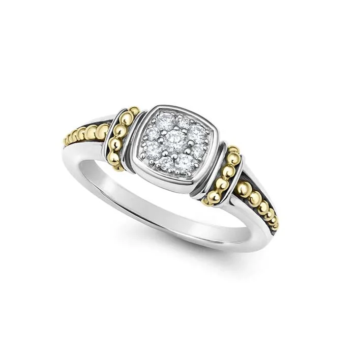 Fashion Rings with Initial Charms in Silver - Plated Metal for a Custom AccessoryLAGOS Two-Tone Diamond Ring in Sterling Silver and 18K Yellow Gold