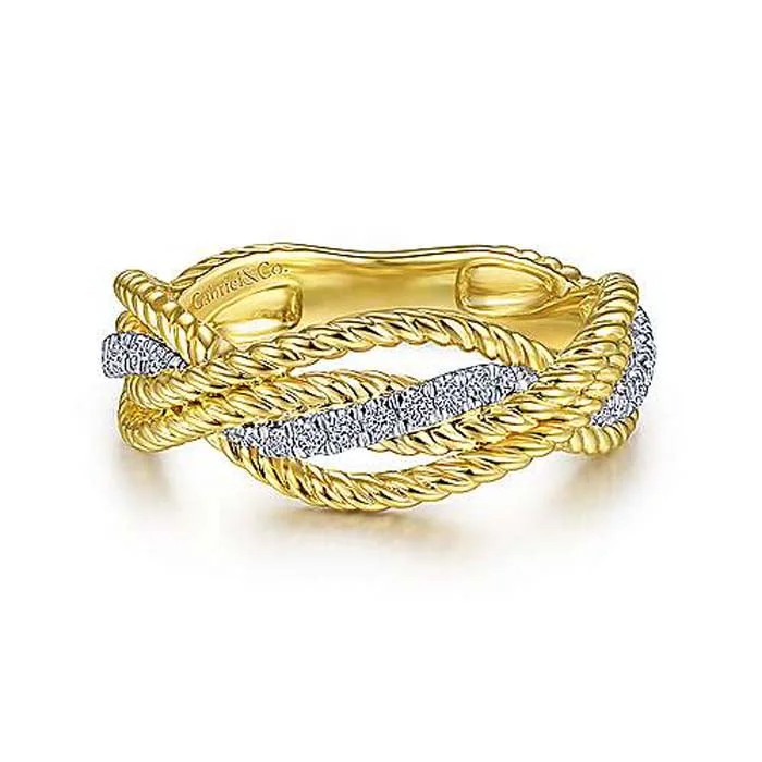 LED - Lit Fashion Rings in Plastic with Color - Changing Effects for a Futuristic LookGabriel & Co. Twisted Rope and Diamond Intersecting Ring in 14K Yellow and White Gold