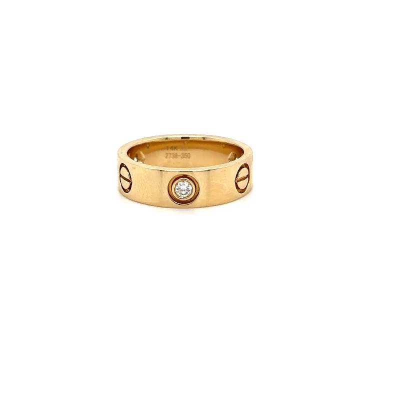 Minimalist Fashion Rings in Stainless Steel with a Single Solitaire CrystalRound Diamond Anniversary/Eternity Fashion Cigar Band Ring in 14K Yellow Gold (.18ctw)