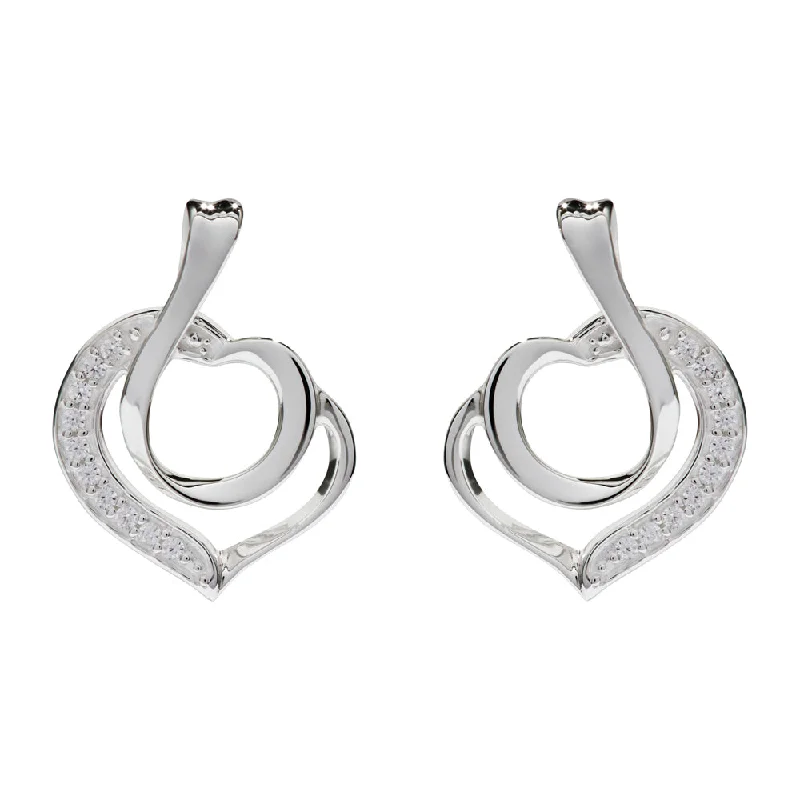 Laser - Engraved Initial Stud Earrings in Silver for a Personalized and Customized AccessoryUnique & Co Silver Cubic Zirconia Stud Earrings